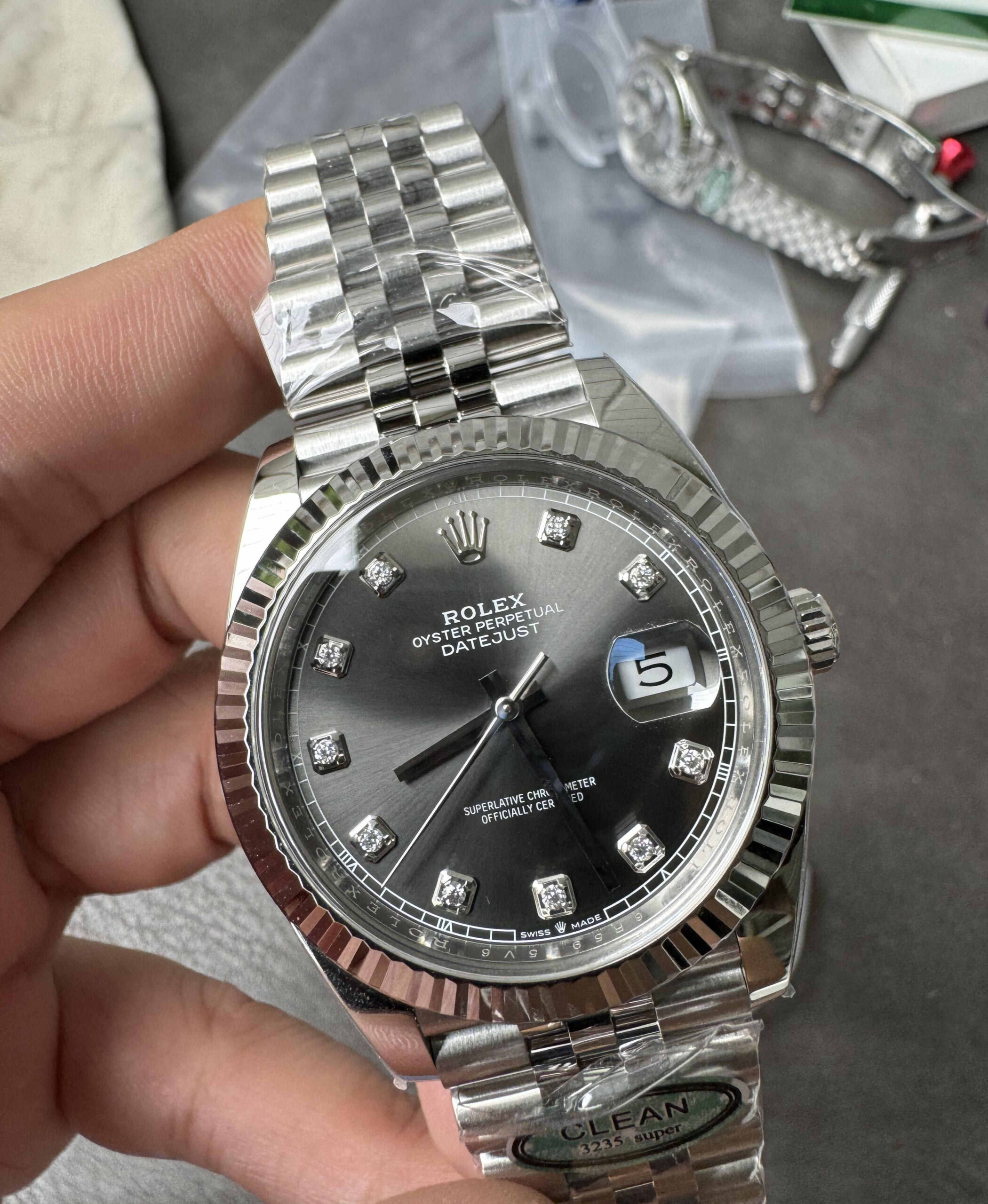 Clean Factory Datejust 126334 Grey Diamond Dial – Rolex Datejust Super Clone 41mm - Image 5