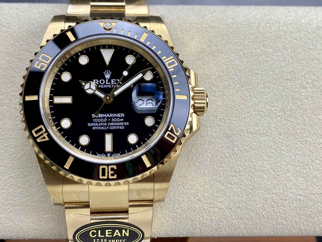Clean Factory Rolex Submariner 126618LN – Premium Full Gold Black Submariner Replica