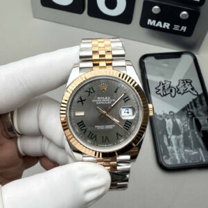 Clean Factory Datejust 41 126333 Rose Gold & Steel Green Roman Dial Super Clone 3235