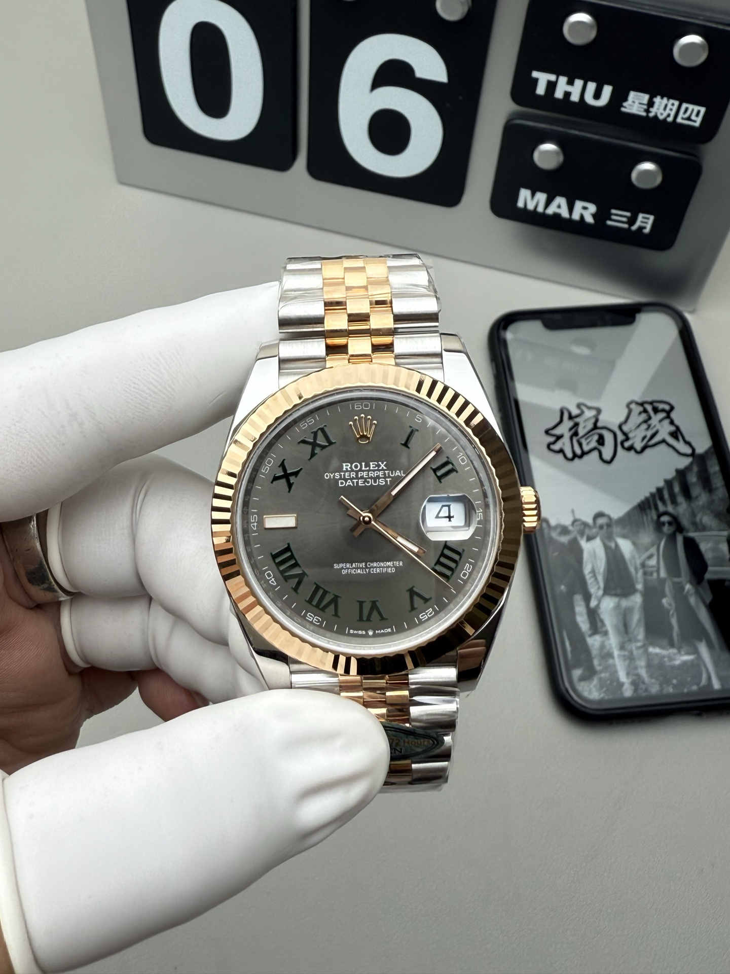 Clean Factory Datejust 41 126333 Rose Gold & Steel Green Roman Dial Super Clone 3235