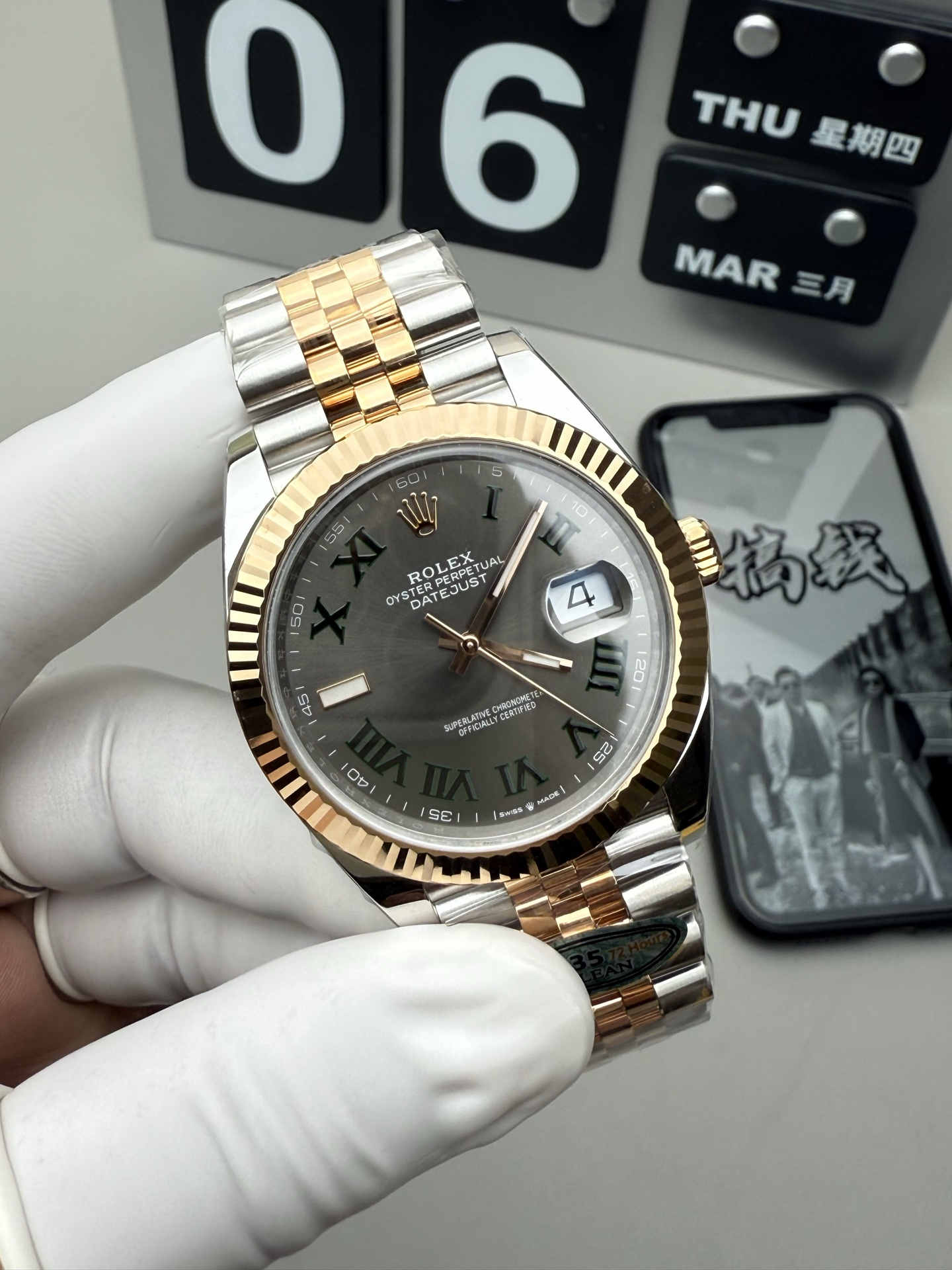Clean Factory Datejust 41 126333 Rose Gold & Steel Green Roman Dial Super Clone 3235 - Image 3