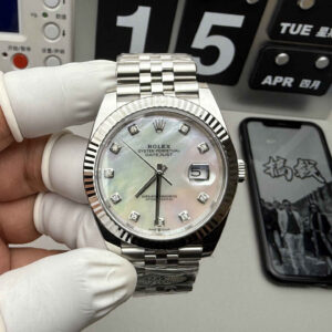 Clean Factory Datejust 41 126334 – MOP Dial with Moissanite Markers & Super Clone 3235