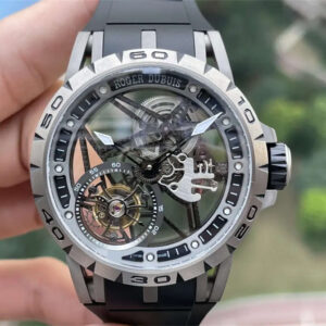 BBR Factory Roger Dubuis Replica Watch – Excalibur Skeleton Tourbillon V4 (Titanium)