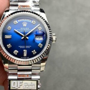 QF Factory Rolex Day-Date 36 – 36 mm White Gold Blue Dial Ladies Watch