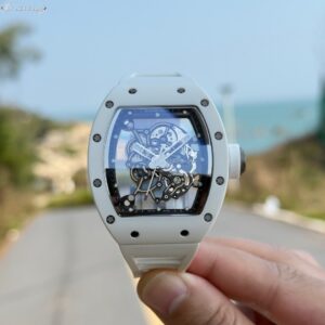 New Factory (NF) Richard Mille RM055 Replica V5 – White Ceramic with Real Jewels