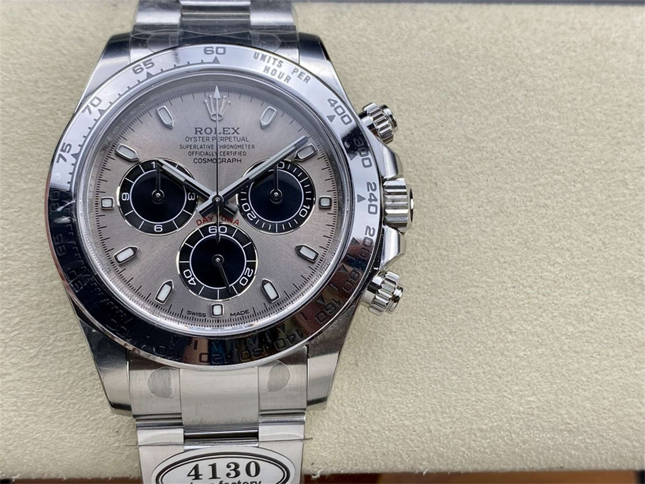 Rolex Daytona Cement Dial Replica – Clean Factory White Gold Bracelet