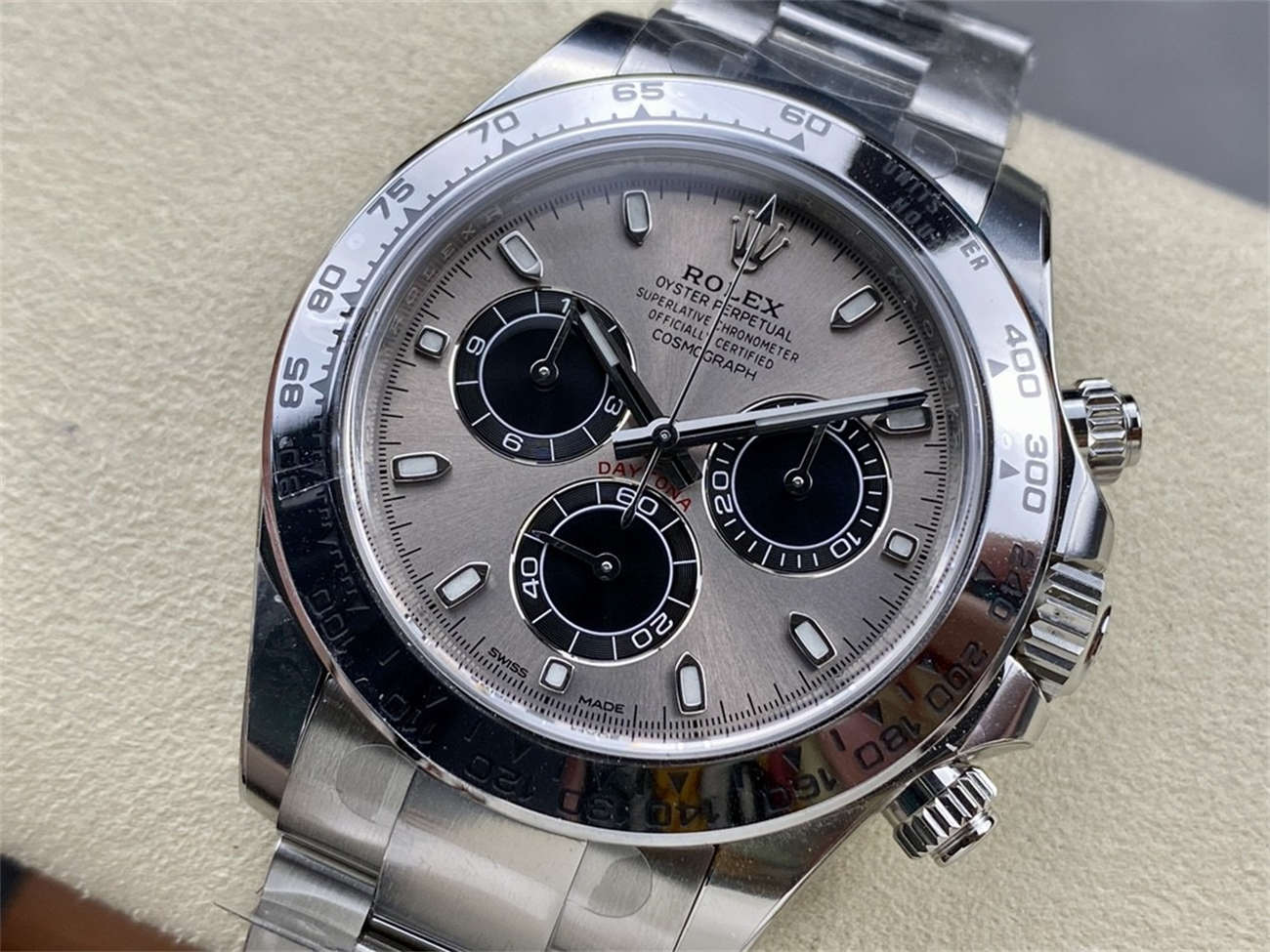 Rolex Daytona Cement Dial Replica – Clean Factory White Gold Bracelet - Image 5