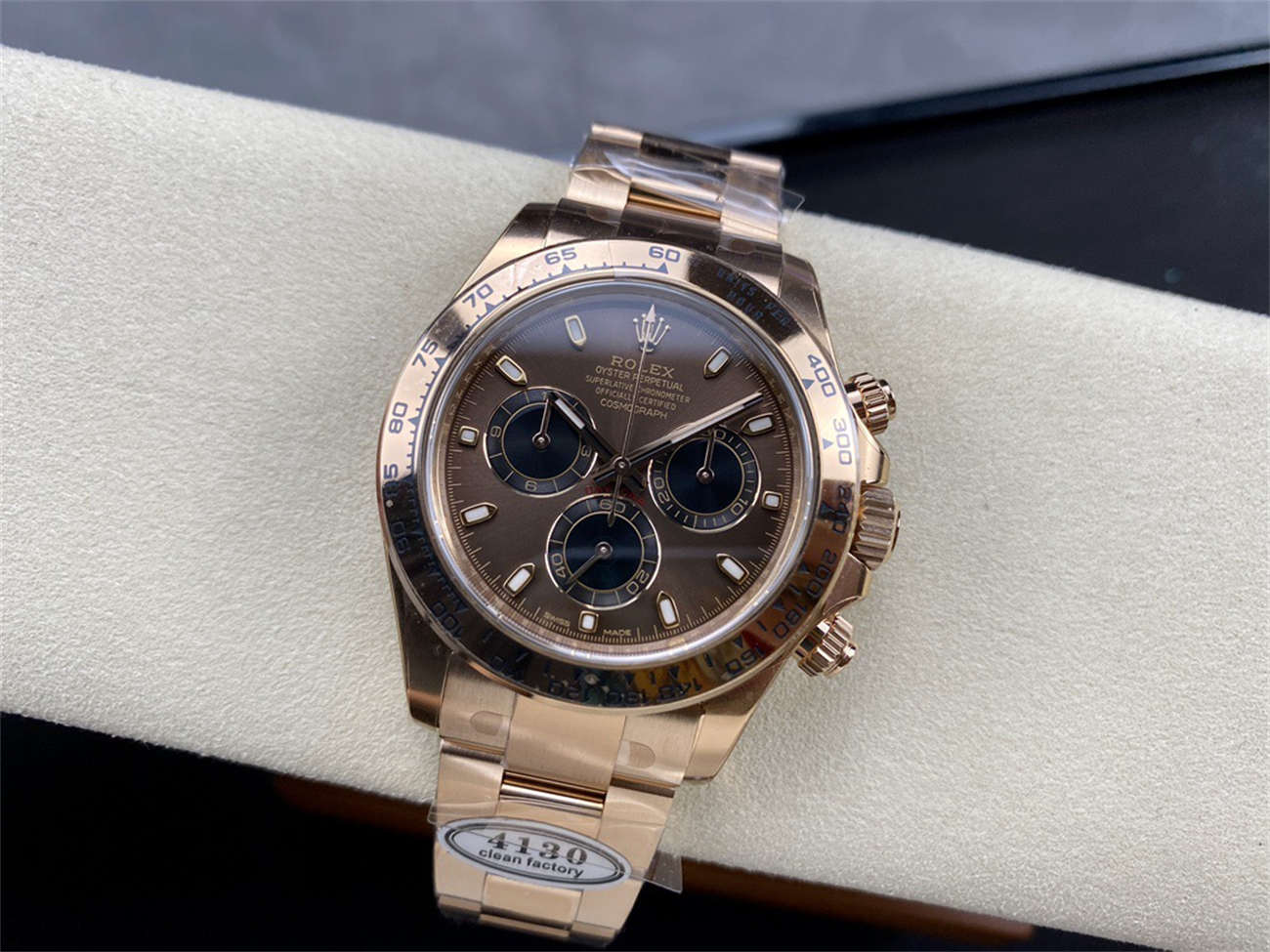 Rolex Daytona Chocolate Dial – Clean Factory Everose Gold 4130 Replica - Image 4