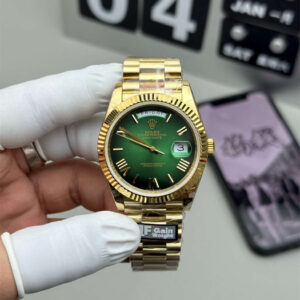 Rolex Day-Date 40 Green Replica (QF Factory) – 195g Heavy Tungsten Gold