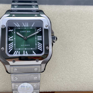 Cartier Santos Green Dial Medium Replica (WSSA0061) – BV Factory V2