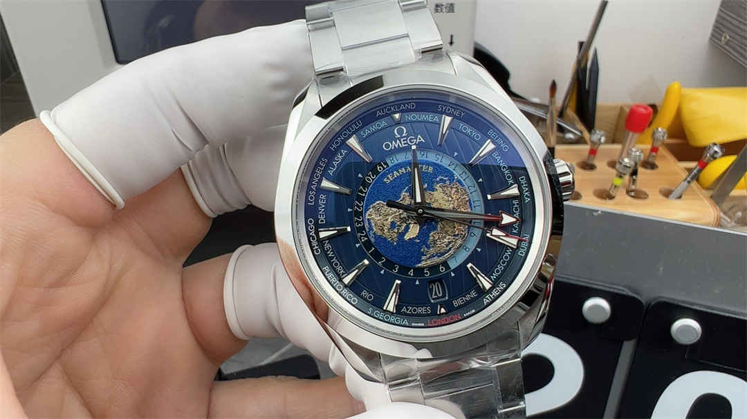 VSF Worldtimer Blue Replica – Stainless Steel Aqua Terra World Time Watch