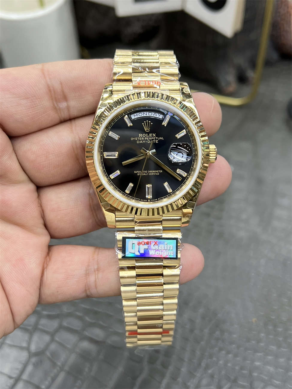 Rolex Day‑Date QF Factory 184g Replica – Black Dial, Full-Weight