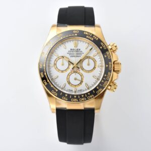 Clean Factory Rolex Daytona 126518LN Replica – White Dial Gold Oysterflex (4131)