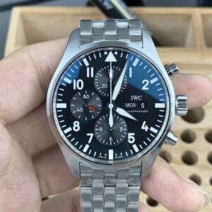IWC Pilot IW377710 Replica – 43mm Black Dial Steel Chronograph