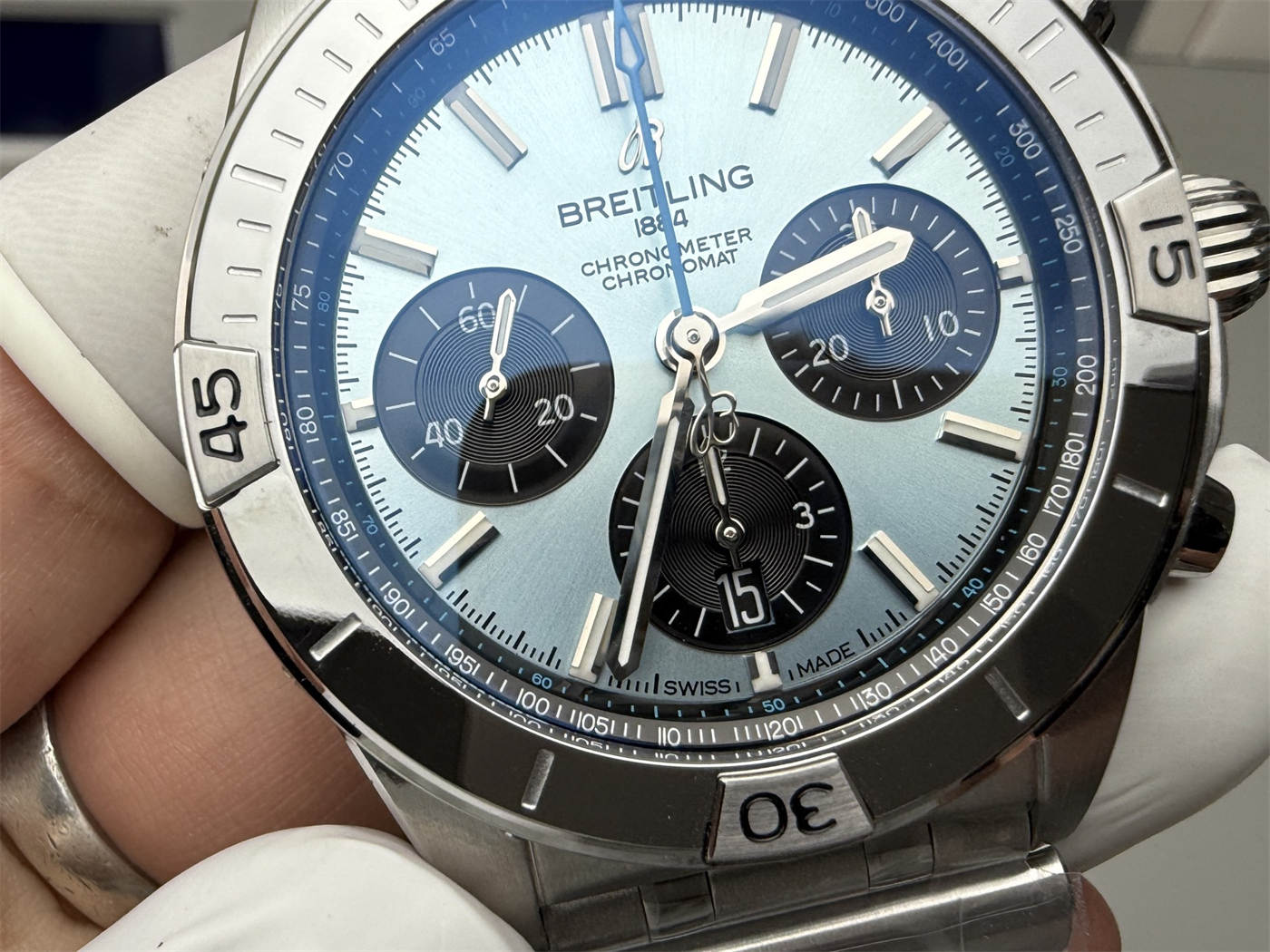 Breitling Chronomat 42 Replica – Blue Dial Steel Bracelet Automatic Watch - Image 6