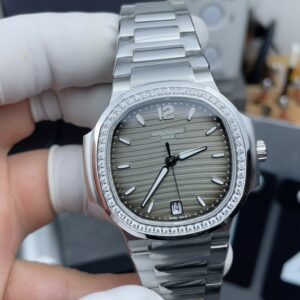 Patek Philippe Nautilus 7118 Replica – Grey Dial Diamond Bezel Ladies Watch